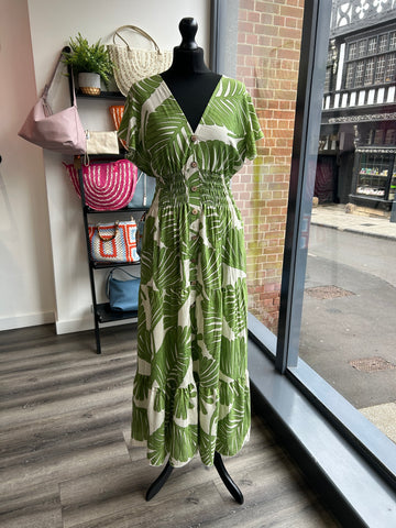 V Neck Maxi Dress - Green