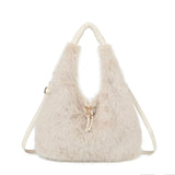 Faux Fur Shoulder Bag - Cream
