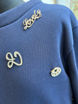 Sweatshirt Brooch Shirt Top - Navy