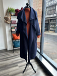 Long Boucle Waterfall Coatigan - Navy