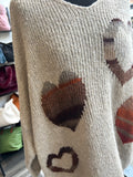 Oversize Dipped Back Heart Jumper - Oatmeal