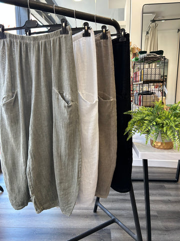 Sack Linen Barrel Leg Trousers