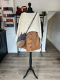 Suedette A Line Button Skirt - Camel