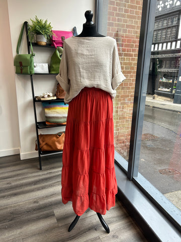 Cotton Maxi Skirt - Rust