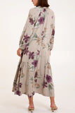 Floral Shirt Dress - Stone