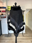 Faux Fur Poncho - Black