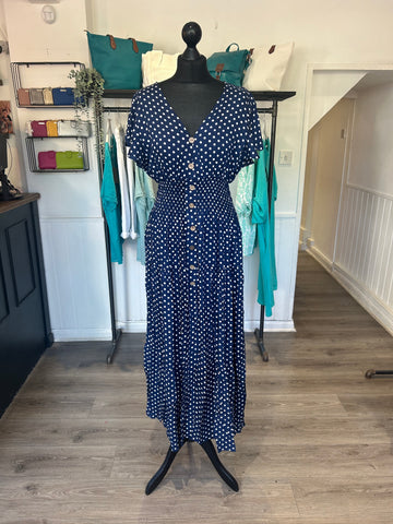 V Neck Maxi Dress - Navy