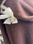 Bow Sleeve Wool Blend Jumper - Chocolate