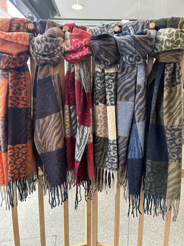 Wool Blend Animal Print Scarf