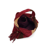 Faux Suede Shoulder Bag - Wine