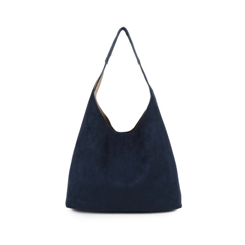 2in1 Faux Suede Shoulder Bag - Navy