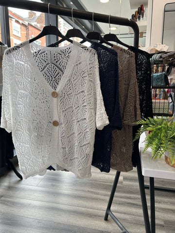 V Neck Crochet Cardigan
