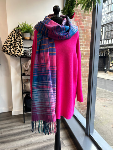 Checked Scarf - Hot Pink