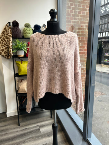 Short Boxy Knit Jumper - Blush