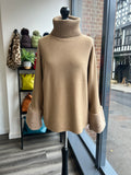 Faux Fur Sleeve Roll Neck Jumper