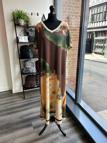 Abstract Fine Knit Dress - Chocolate