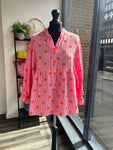 Textured Cheesecloth Smock Top - Pink/Orange