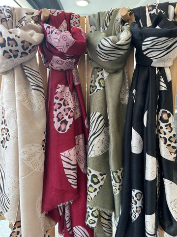 Animal Print Heart Scarves