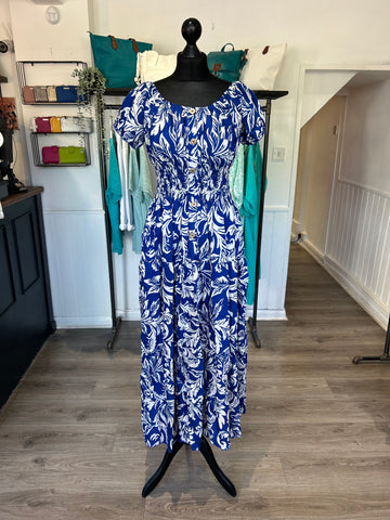 Shirred Waist Maxi Dress - Royal Blue