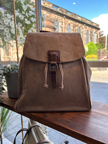 Faux Suede Backpack - Taupe