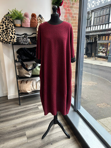 Sweatshirt Cocoon Dress - Wine