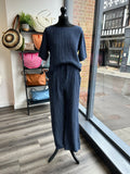 Straight Leg Textured Cheesecloth Trousers