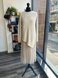 2in1 Knit Pleated Dress - Stone