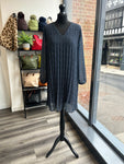Pleated Polka Dot Dress - Navy
