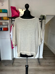 Linen Blend Frayed Edge Top