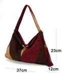 Faux Suede Shoulder Bag - Sage/Tan