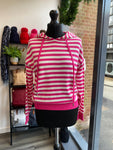 Stripped Knit Hooded Top