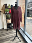 Pleated Polka Dot Dress - Berry