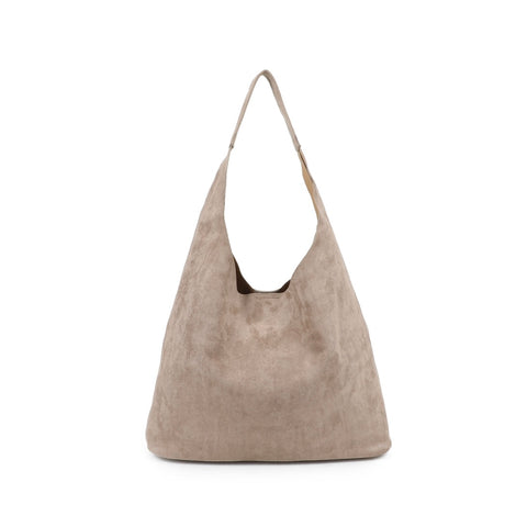 2in1 Faux Suede Shoulder Bag - Stone