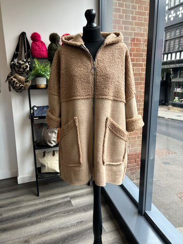 Sherpa Hooded Coat - Camel