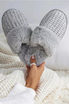 Knitted Faux Fur Slippers - Grey