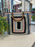 Crochet Bag - Blue/Pink