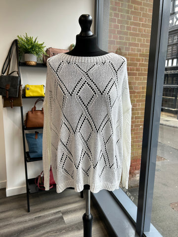 Open Weave Knit Top - White