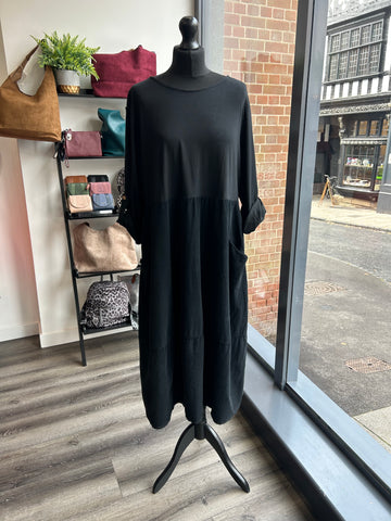 Needlecord Cocoon Dress - Black