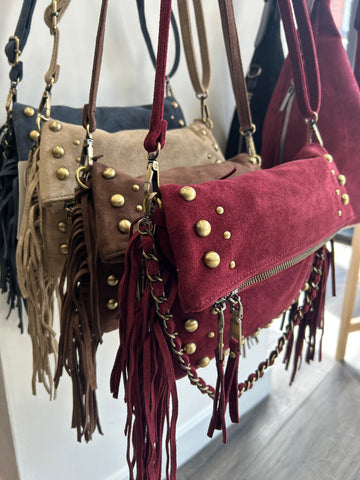 Faux Suede Crossbody Bag