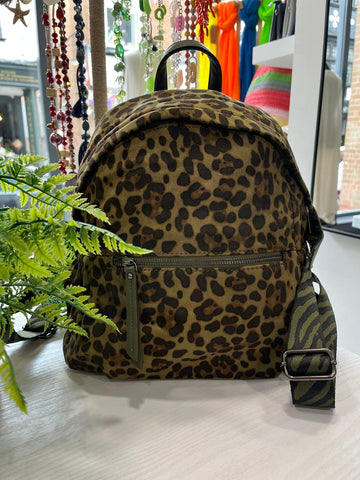 Animal Print Backpack - Khaki