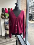 Thin Knit Cardigan - Wine