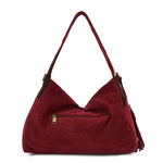 Faux Suede Shoulder Bag - Sage/Tan
