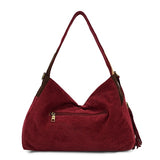 Faux Suede Shoulder Bag - Sage/Tan