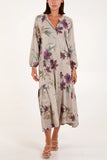 Floral Shirt Dress - Stone