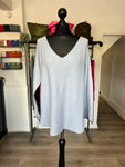 Two Tone V Neck Thin Knit Jumper