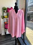 Grandad Collar Shirt - Candy Pink