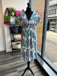 V Neck Midi Dress - Blue