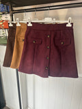 Suedette A Line Button Skirt - Chocolate