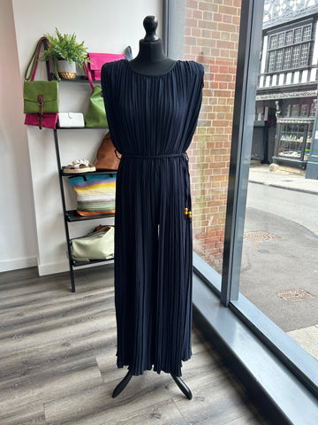 Pleated Jumpsuit - Navy