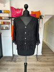 Short Embroidered Button Down Top